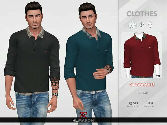 Rolled Sleeve For MEN 01 By Remaron Sims 4 CC