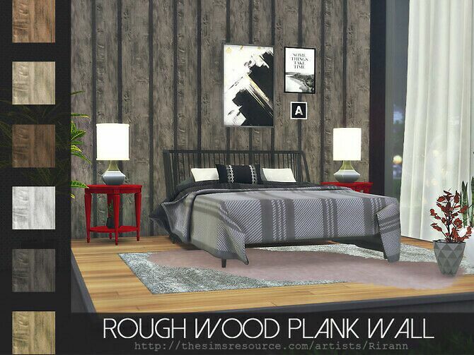 sims 4 cc rough wood plank wall by rirann 2