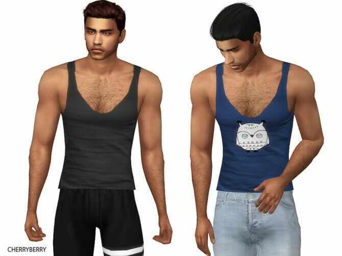 ROY Mens Tank TOP By Cherryberrysim Sims 4 CC