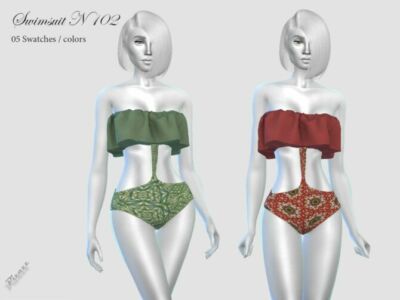 Ruffle Swimsuit N102 By Pizazz Sims 4 CC
