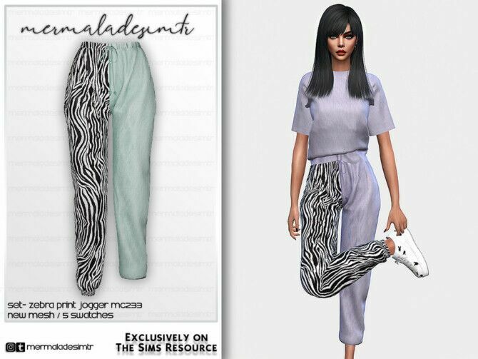 SET Zebra Print Jogger MC233 By Mermaladesimtr Sims 4 CC