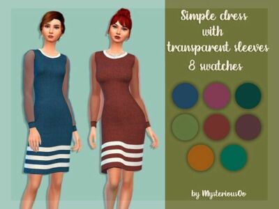 Simple Dress With Transparent Slevees By Mysteriousoo Sims 4 CC