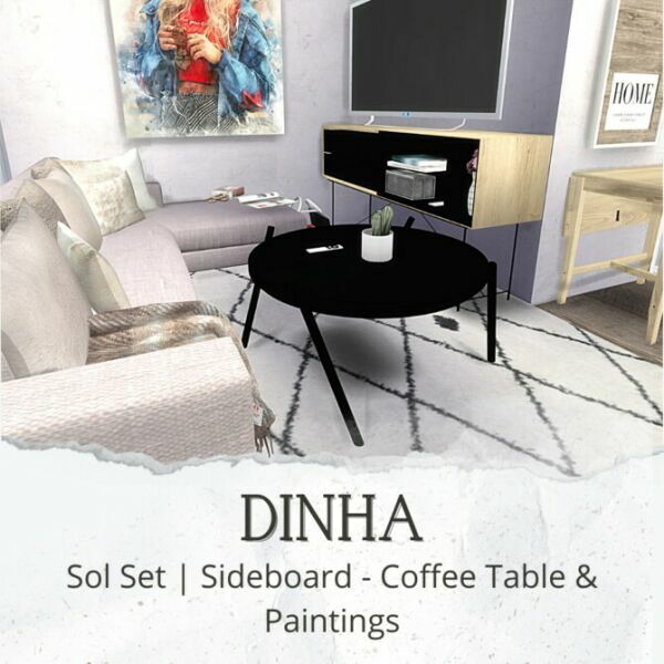 sims 4 cc sol set sideboard coffee table paintings p at dinha gamer 2