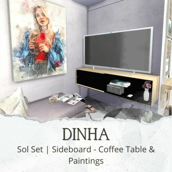 sims 4 cc sol set sideboard coffee table paintings p at dinha gamer 3