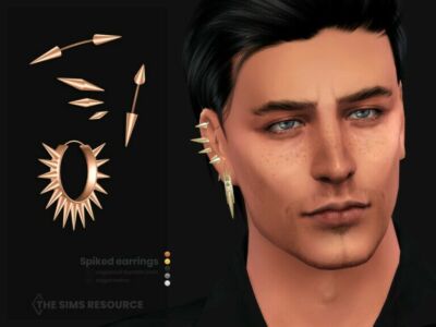 Spiked Male Earrings Right By Sugar OWL Sims 4 CC