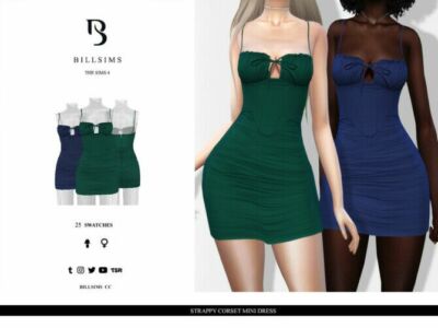 Strappy Corset Mini Dress By Bill Sims Sims 4 CC