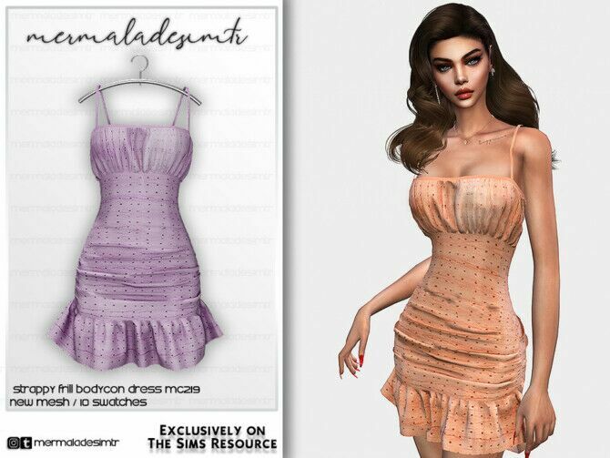 Strappy Frill Bodycon Dress MC219 By Mermaladesimtr Sims 4 CC