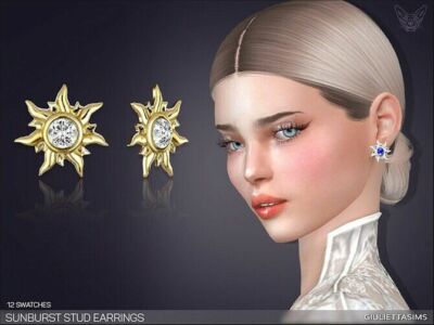 Sunburst Stud Earrings By Feyona Sims 4 CC