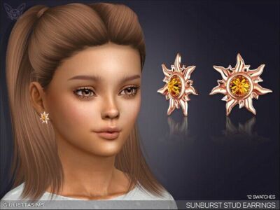 Sunburst Stud Earrings For Kids By Feyona Sims 4 CC