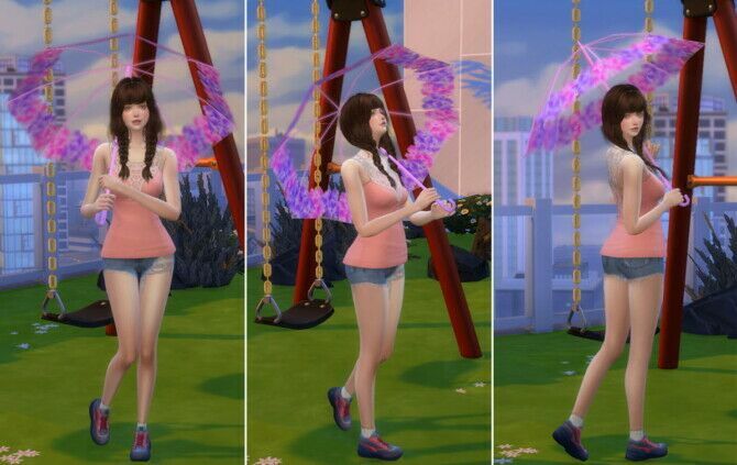 Translucent Umbrella Pose 2 At A-Luckyday Sims 4 CC