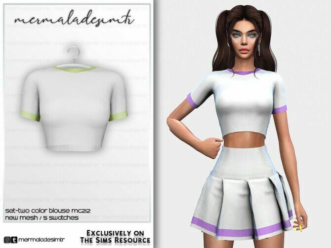 TWO Color Blouse MC212 SET By Mermaladesimtr Sims 4 CC