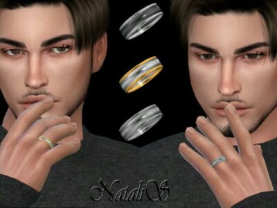 Two-Tone Male Wedding Band SET By Natalis Sims 4 CC