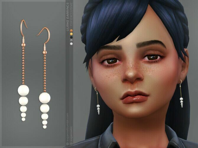 Ulrike Earrings Kids Version By Sugar OWL Sims 4 CC