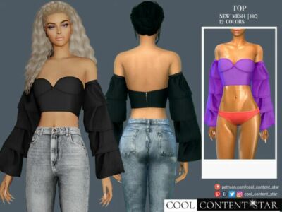 Wide Sleeve TOP By Sims2Fanbg Sims 4 CC