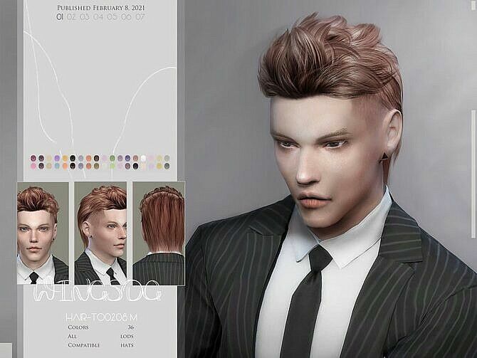 Wings-To0208 Hair For Males By Wingssims Sims 4 CC