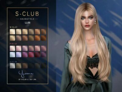 Yana Long Straight Hair N68 By S-Club LL Sims 4 CC