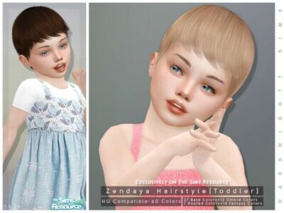 Zendaya Hairstyle Toddler By Darknightt Sims 4 CC