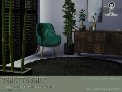 Zenotta Snug Furniture & Decor SET By Padre Sims 4 CC