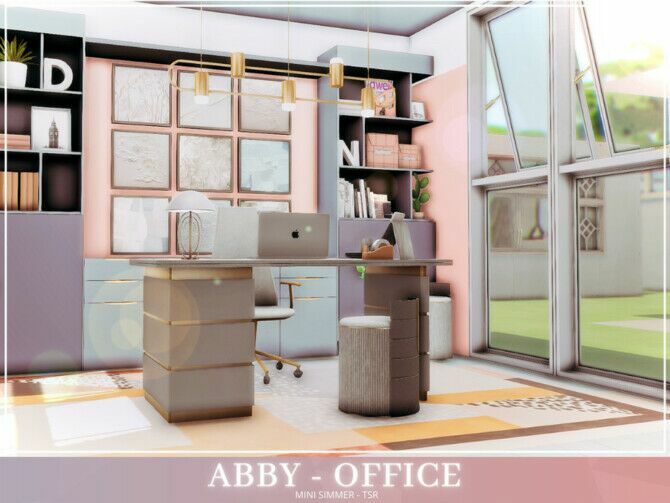 sims 4 cc abby office by mini simmer 2