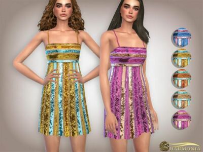 Allover Glittering Sequin Midi Dress By Harmonia Sims 4 CC