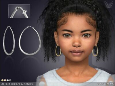 Alora Oval Hoop Earrings For Kids By Feyona Sims 4 CC