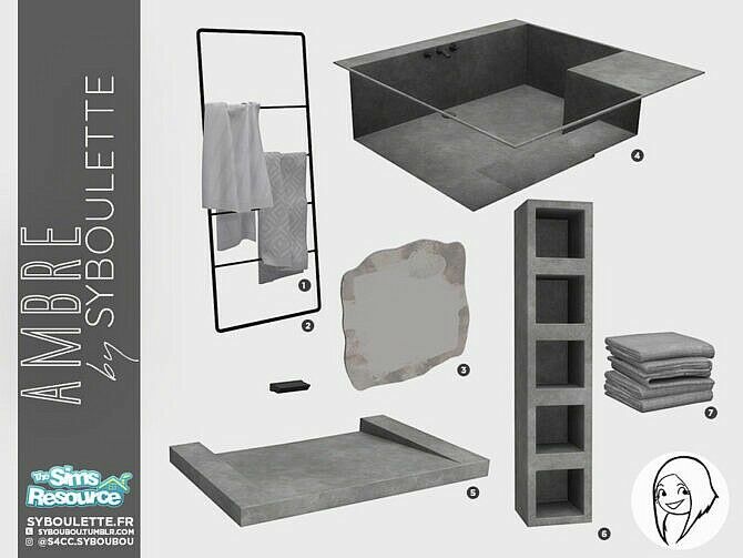 Ambre Bathroom SET By Syboubou Sims 4 CC