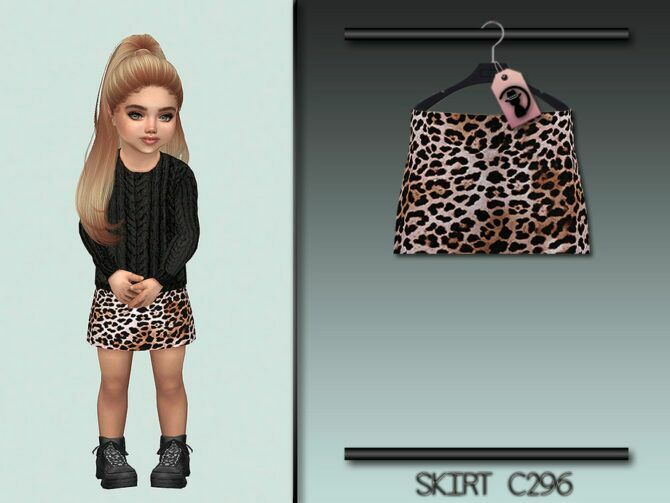 Animal Print Skirt For Toddlers C296 By Turksimmer Sims 4 CC