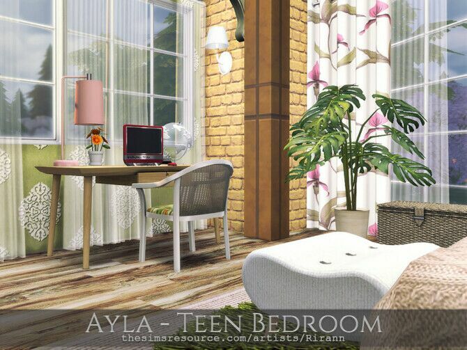 sims 4 cc ayla teen bedroom by rirann 2