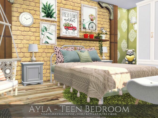 sims 4 cc ayla teen bedroom by rirann 3