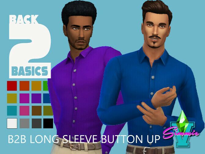 B2B Long Sleeve Button UP By Simmiev Sims 4 CC