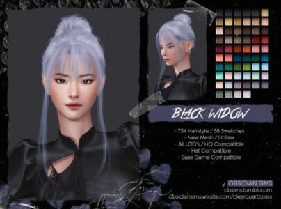 Black Widow Hairstyle At Obsidian Sims Sims 4 CC