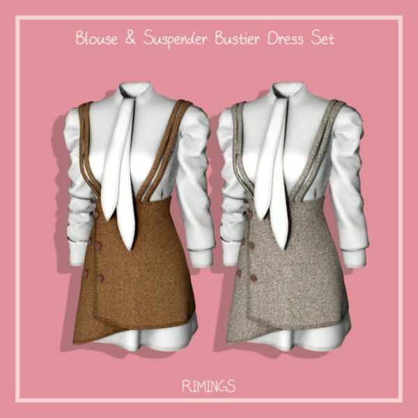 Blouse & Suspender Bustier Dress SET At Rimings Sims 4 CC