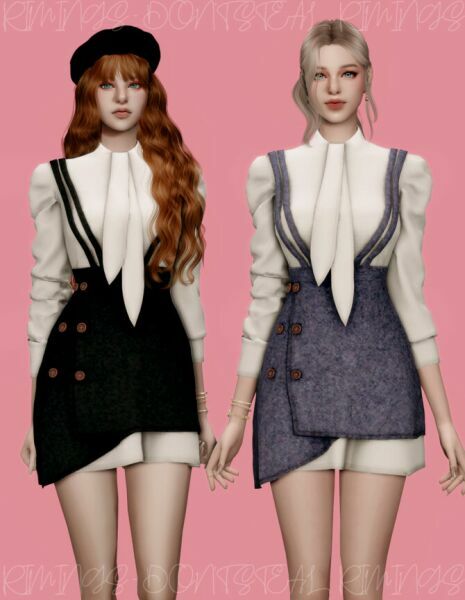 sims 4 cc blouse suspender bustier dress set at rimings 3