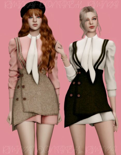 sims 4 cc blouse suspender bustier dress set at rimings 4