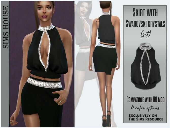 Blouse With Swarovski Crystals (SET) By Sims House Sims 4 CC