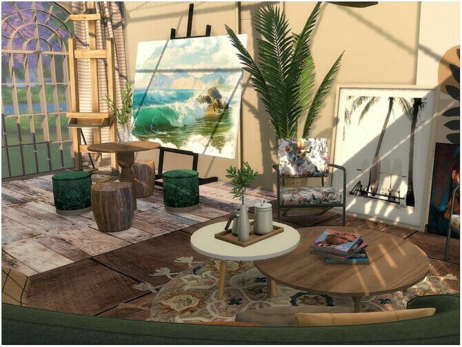 sims 4 cc boho art studio by lotsbymanal 2