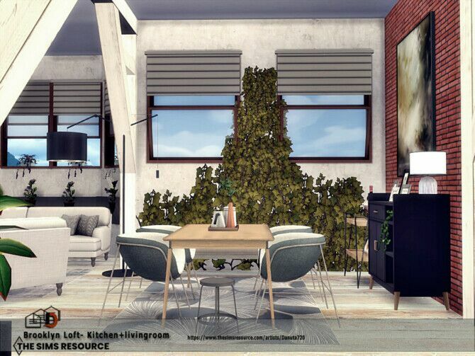 sims 4 cc brooklyn loft kitchen livingroom by danuta720 3