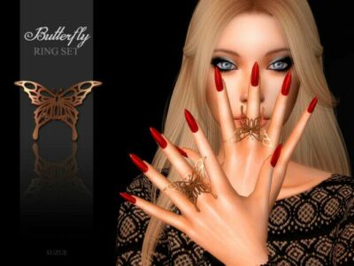Butterfly Rings By Suzue Sims 4 CC