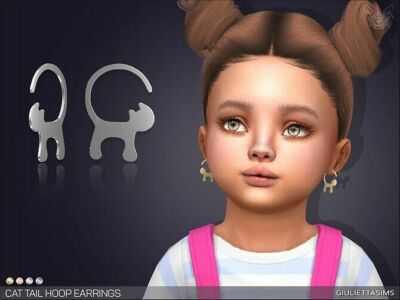 CAT Tail Hoop Earrings For Toddlers By Feyona Sims 4 CC