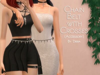 Chain Belt With Crosses By Dissia Sims 4 CC