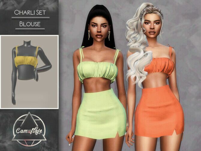 Charli SET Blouse By Camuflaje Sims 4 CC