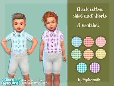 Check Cotton Shirt And Shorts By Mysteriousoo Sims 4 CC