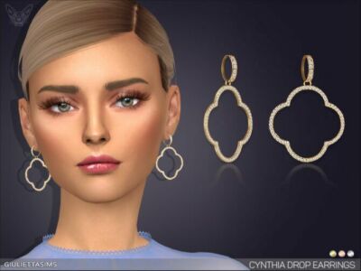 Cynthia Drop Earrings By Feyona Sims 4 CC