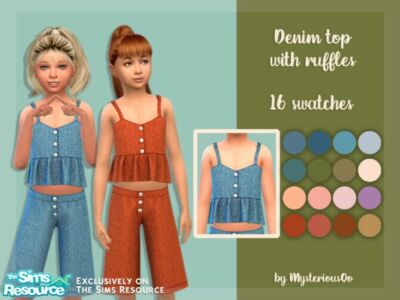 Denim TOP With Ruffles By Mysteriousoo Sims 4 CC