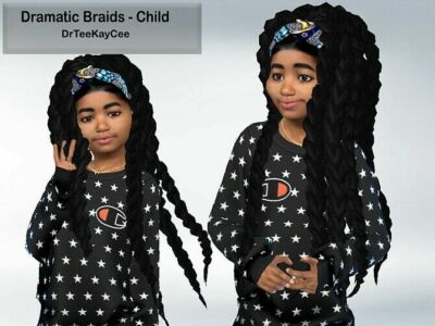 Dramatic Braids Hair For Child By Drteekaycee Sims 4 CC