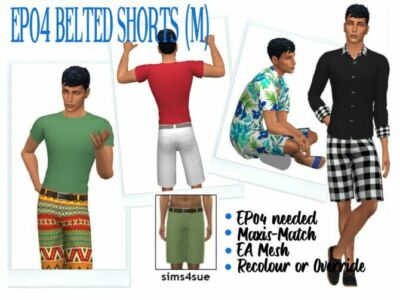 EP04 Belted Shorts (M) At Sims4Sue Sims 4 CC