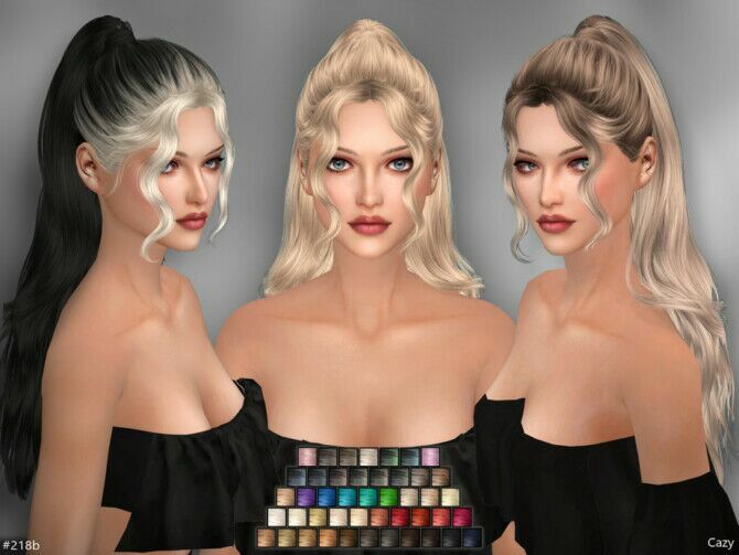 sims 4 cc female hairstyle set 218be by cazy 3