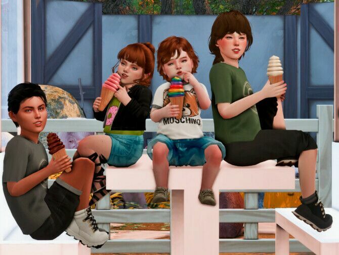 sims 4 cc fun afternoon with my cousins p0ses by couquett 4