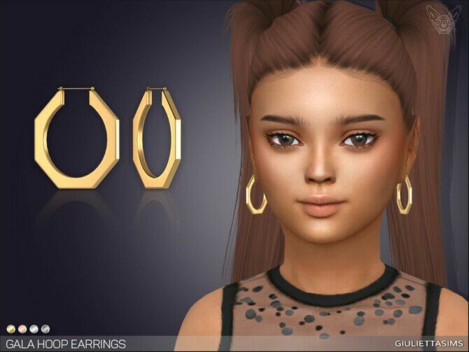 Gala Hoop Earrings For Kids By Feyona Sims 4 CC