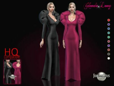 Glenda Long Dress By Jomsims Sims 4 CC